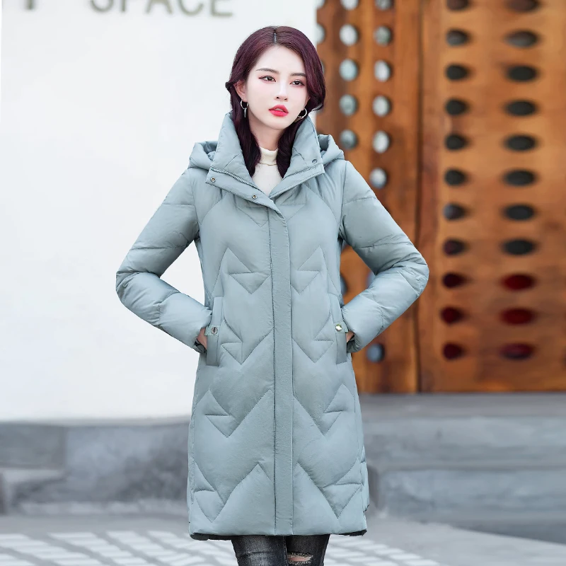 Shengyu Boya Middle-Aged and Elderly Ladieswear's Mid-Length down Jacket Women's Jacket Thickened New Outerwear Casual Detachable Hat - Image 2