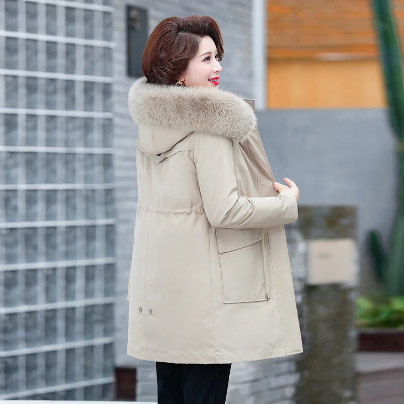 Shengyu Boya Middle-Aged and Elderly Mother's Clothing Mid-Length Live Face Removable Parka down Jacket Women's Jacket Thickeneded New Style - Image 5