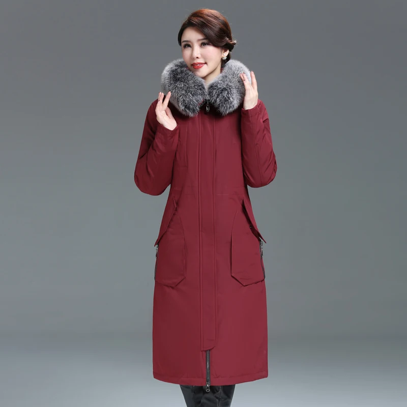 Shengyu Boya Middle-Aged and Elderly Mothers Over-The-Knee Long down Jacket Women's Fox Fur Collar New Style - Image 4