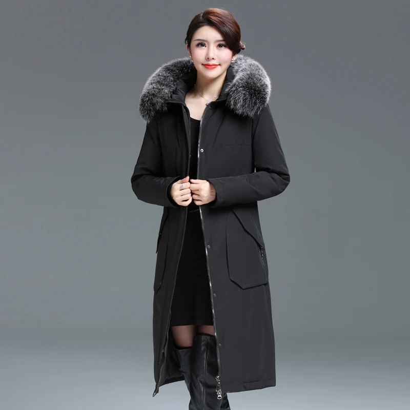 Shengyu Boya Middle-Aged and Elderly Mothers Over-The-Knee Long down Jacket Women's Fox Fur Collar New Style - Image 3