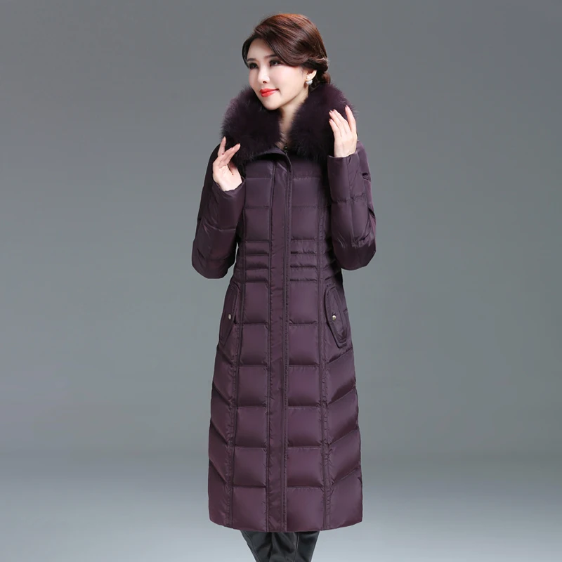 Shengyu Boya Thickeneded Middle-Aged and Elderly Mothers Over-The-Knee Long down Jacket Women's Jacket Slim Jacket New Style