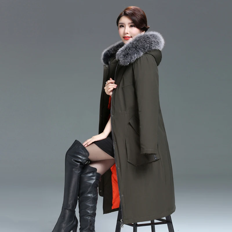 Shengyu Boya Middle-Aged and Elderly Mothers Over-The-Knee Long down Jacket Women's Fox Fur Collar New Style - Image 5