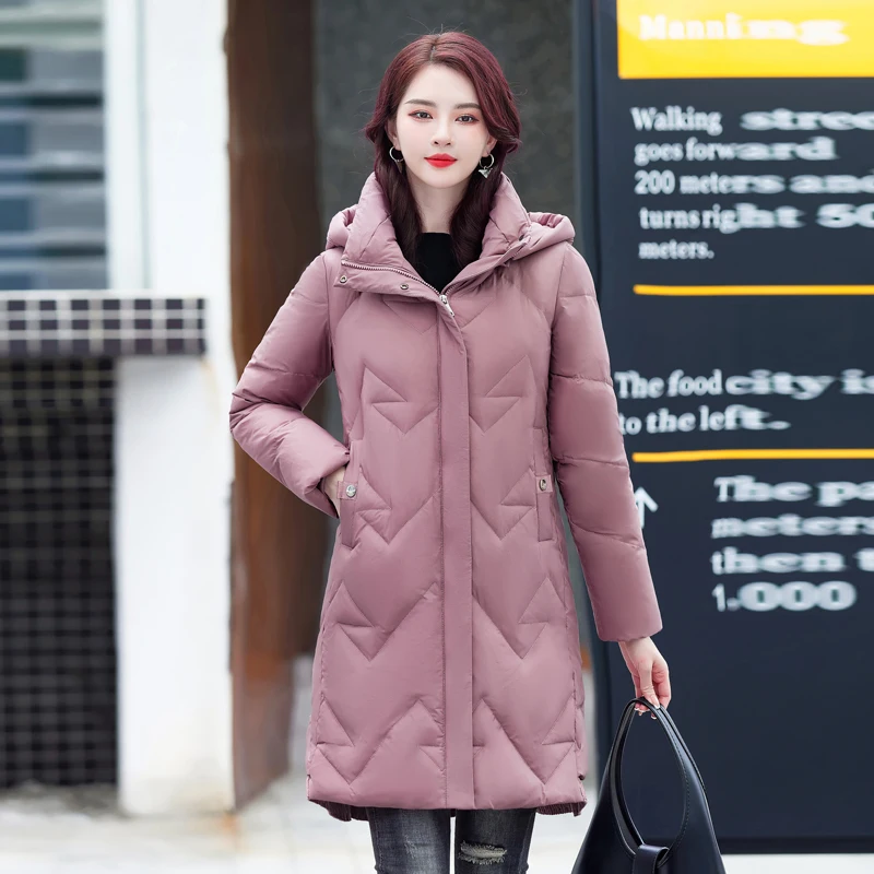 Shengyu Boya Middle-Aged and Elderly Ladieswear's Mid-Length down Jacket Women's Jacket Thickened New Outerwear Casual Detachable Hat - Image 4