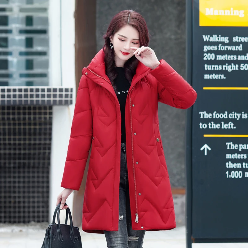 Shengyu Boya Middle-Aged and Elderly Ladieswear's Mid-Length down Jacket Women's Jacket Thickened New Outerwear Casual Detachable Hat